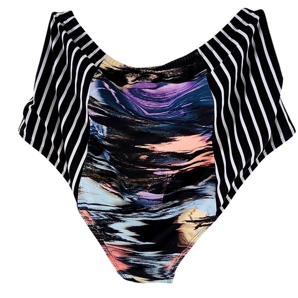 NWT Torrid Bikini Bottom Plus Size 0 Striped Abstract Pattern Shoreline Marble - Picture 2 of 4